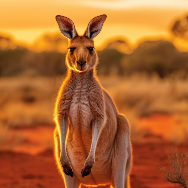 Canguro al tramonto