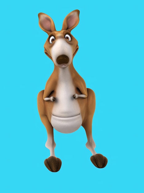 Canguro animato 3D divertente con il pollice in alto