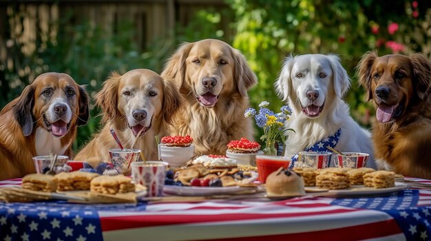 Cani che festeggiano il 4 luglio Generative AI