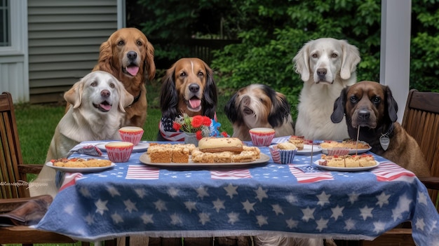 Cani che festeggiano il 4 luglio Generative AI