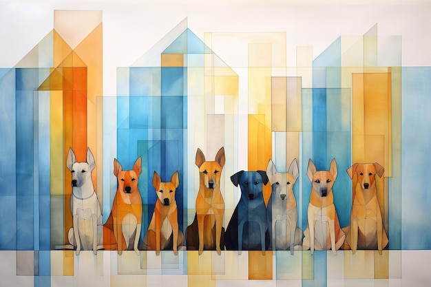 cani colorati ad acquerello
