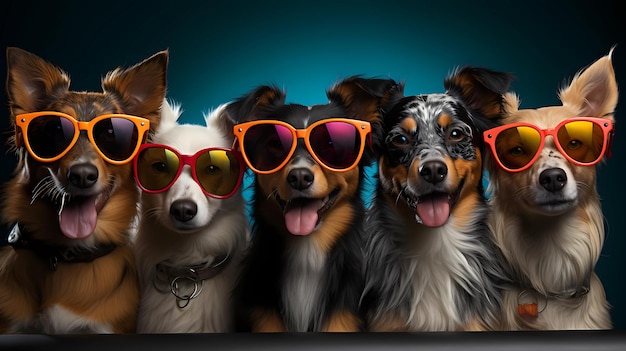 cani di razze diverse che indossano occhiali fantastici