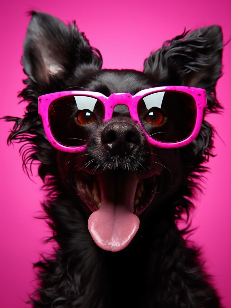 Foto cani divertenti occhiali da sole domestici sfondo ritratto animale cucciolo animali domestici studio carino