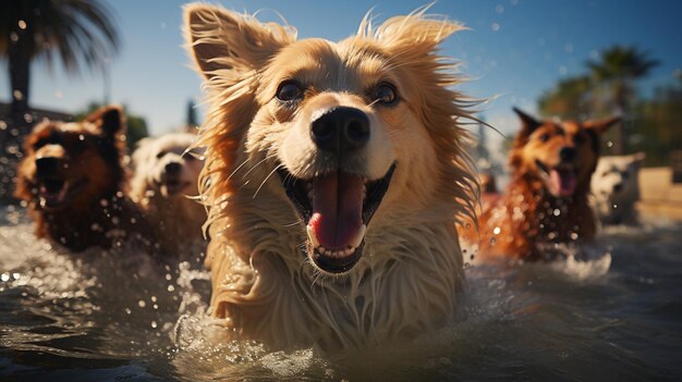 Cani in una piscina Ai generativa