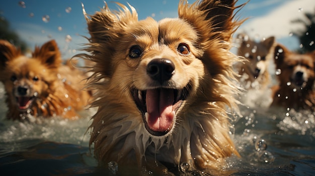 Cani in una piscina Ai generativa