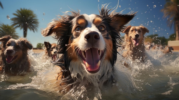 Cani in una piscina Ai generativa