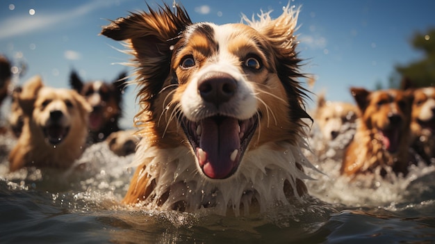 Cani in una piscina Ai generativa