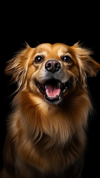 Canine Cuisine Un cane sorridente in posa per uno spot pubblicitario alimentare in TV Generative AI