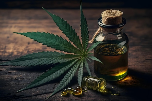 Cannabis estratti di olio di cannabis in barattolo Rete neurale AI generata