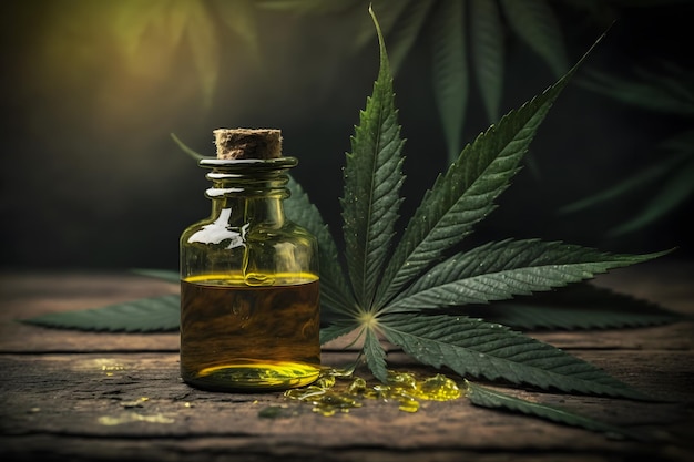 Cannabis estratti di olio di cannabis in barattolo Rete neurale AI generata