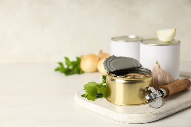 canned food in blank metal jars concept of canned food