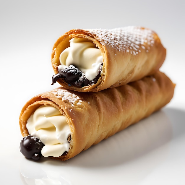 Cannoli su sfondo bianco