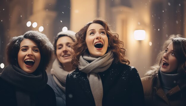 Canti natalizi vicino alla chiesa la vigilia di Capodanno