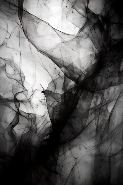 Caos monocromatico in tessuto trasparente di seta nera Ai arte generativa