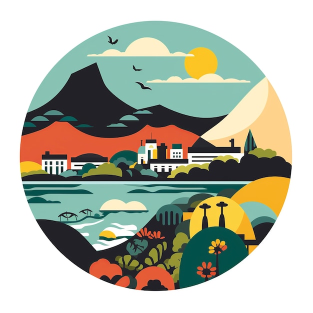 Cape Town Beauty Flat Illustration nei colori della bandiera sudafricana