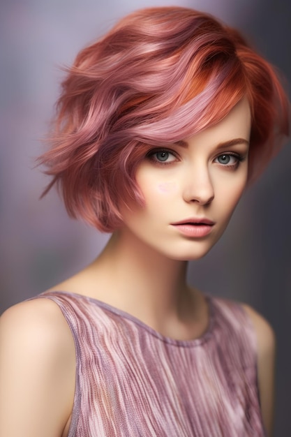 Capelli corti con caschetto rosa