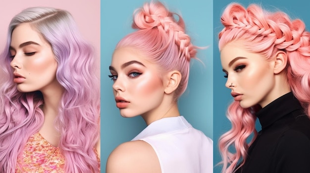 Capelli rosa con uno chignon