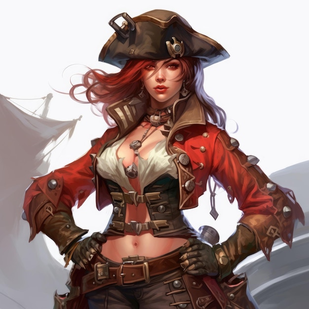 Capitano dei mari incantati La fantasia di una bellissima pirata femminile