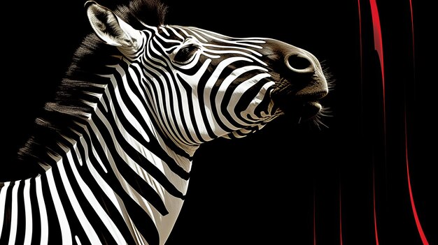 Capo di zebra sotto i riflettori Ritratto fotografico con linee pittoriche