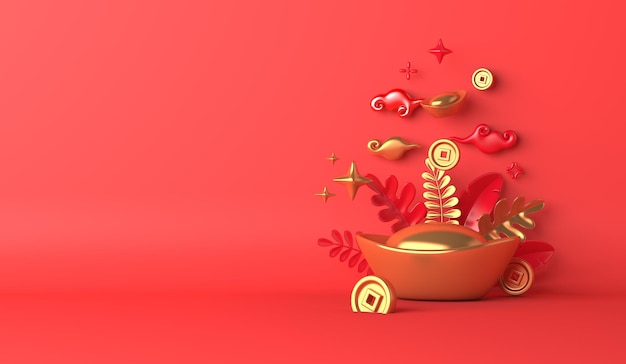 Capodanno cinese 2022 con Yuan Bao sycee e moneta d'oro cinesi