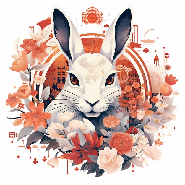 Capodanno cinese Anno del coniglio Il coniglio su sfondo bianco