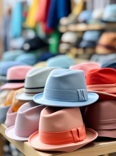 Cappelli colorati in vendita in un mercato in Francia