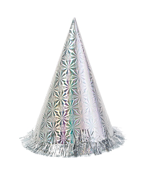 Cappelli colorati per feste Diversi copricapo festivi Indossare la testa in cartone a forma di cono isolata su sfondo bianco Accessorio per feste di compleanno