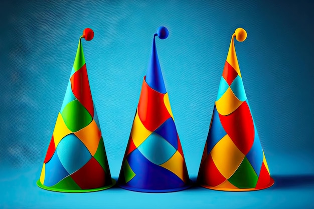 Cappelli da clown multicolori geometrici luminosi per spettacoli