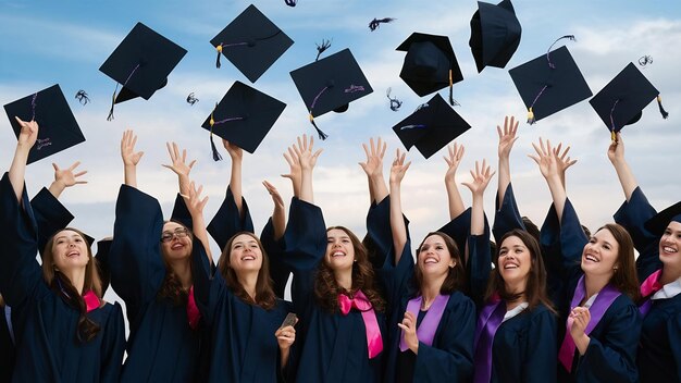 Cappelli di laurea lanciati felicità successo cocnept