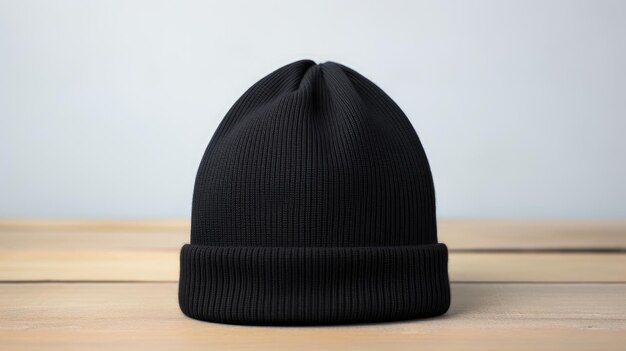 Cappello a maglia da uomo nero isolato su sfondo bianco creato con la tecnologia Generative Al