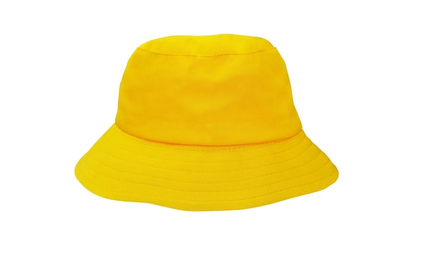 cappello a secchio giallo isolato su bianco