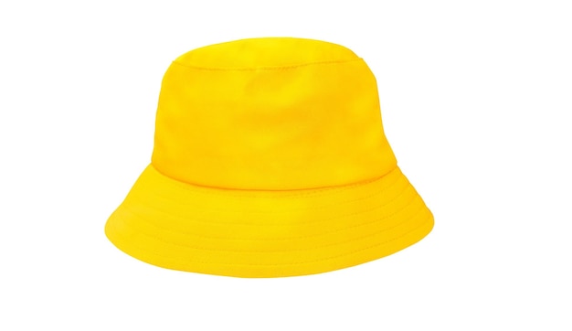 cappello a secchio giallo isolato su sfondo bianco