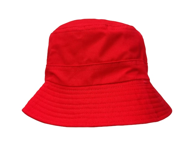 cappello a secchio rosso isolato su sfondo bianco