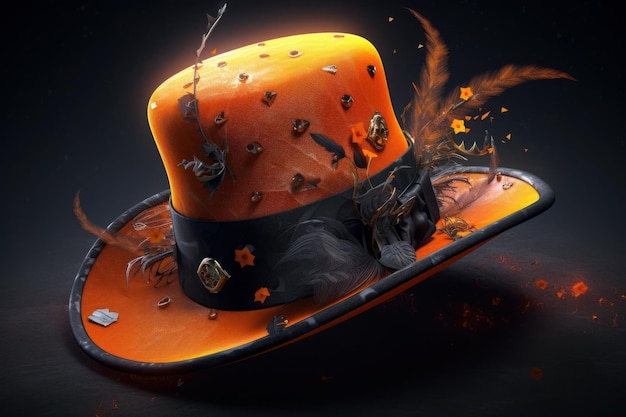 Cappello arancione di halloween Genera Ai
