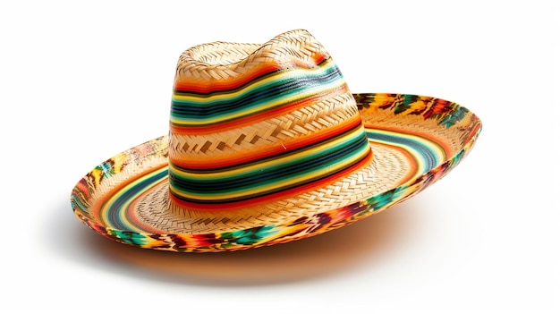 Cappello Cinco De Mayo Cappello sombrero messicano isolato su bianco Generativo ai