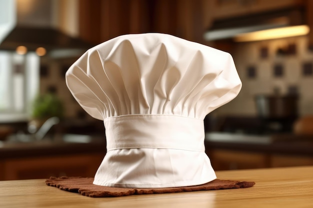 cappello da chef nel tavolo della cucina fotografia pubblicitaria professionale