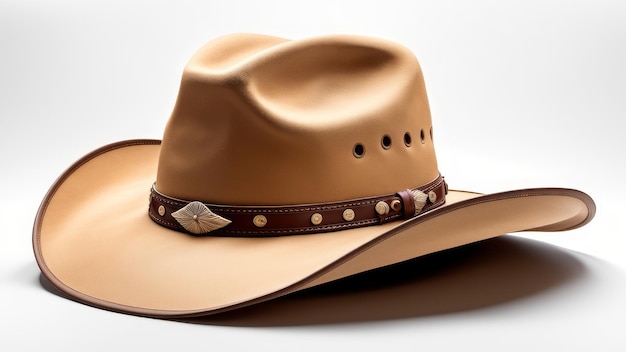 cappello da cowboy abbronzato isolato su sfondo bianco