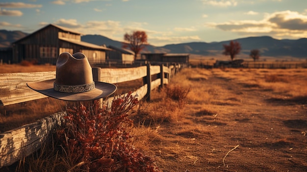 Cappello da cowboy in un ranch