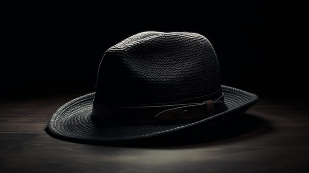 Cappello da cowboy su sfondo nero con copia spazio per il tuo textgenerative ai