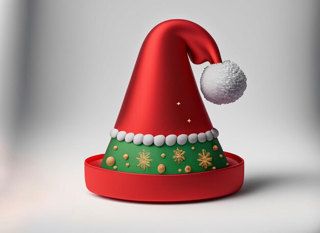 Cappello di Babbo Natale 3D su sfondo bianco