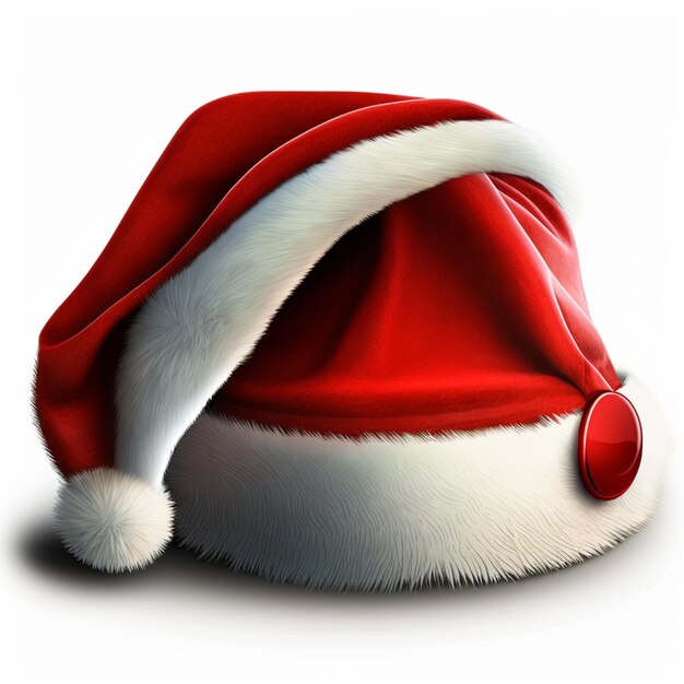 Cappello di Babbo Natale su sfondo bianco