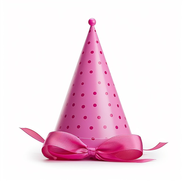 Cappello di compleanno rosa isolato su sfondo bianco trasparente