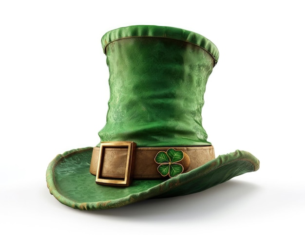 Cappello di leprechaun verde satin isolato su sfondo bianco simbolo del giorno di San Patrizio