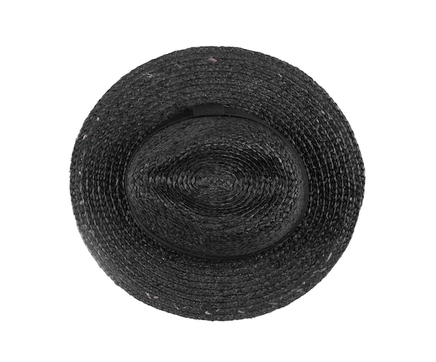 cappello di paglia nero isolato su sfondo bianco