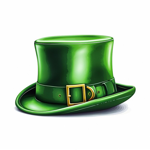 Cappello di San Patrizio con trifoglio isolato su bianco Cappello Leprechaun Vector Clipart