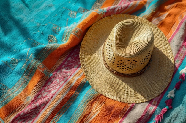 Cappello di spiaggia soleggiato generare sabbia Ai