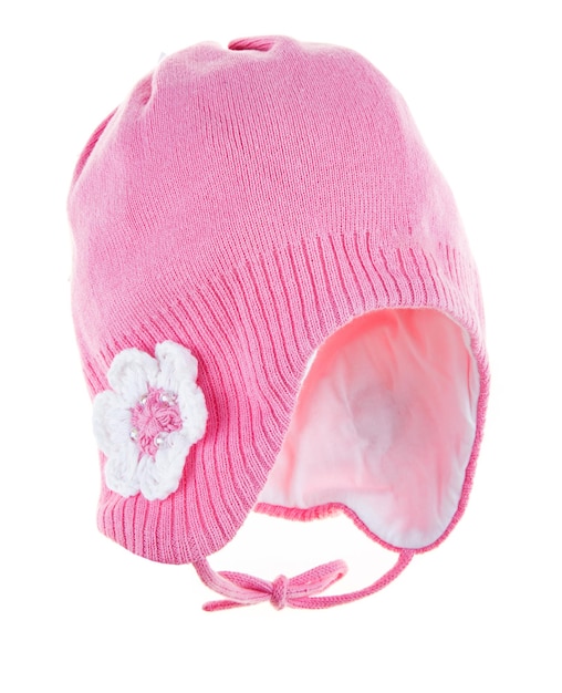 Cappello invernale per bambini isolato su uno sfondo bianco.