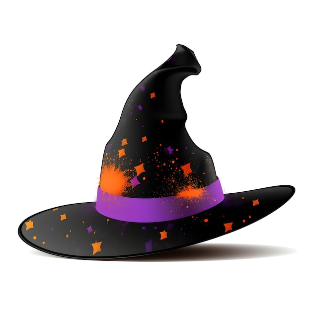 Cappello nero di Halloween isolato su sfondo bianco