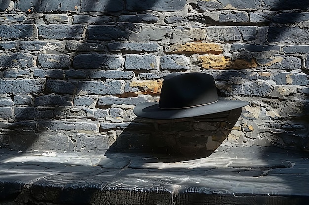 Cappello ombra gettato sulla parete elegante e chic con una foto creativa monocromatica di sfondo elegante