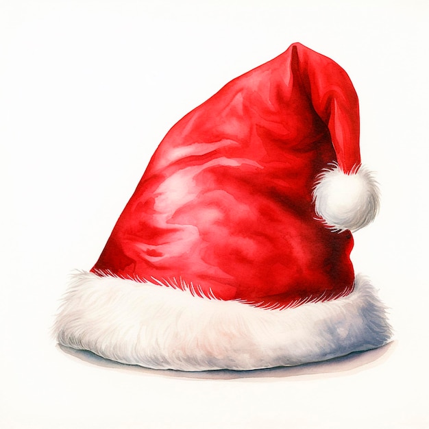 Cappello rosso di Babbo Natale dell'anno 2024 su uno sfondo bianco